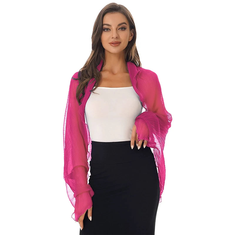 2024 Shawls Summer Beach Sexy Women Fashion Solid Chiffon Smock Bikini Cover Up Loose Blouse Sunscreen Comfortable Poncho Hot