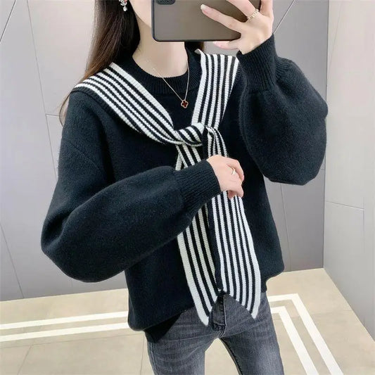 Red Loose Sweater Women's Autumn and Winter New Korean Version Soft and Thick Knitted Sweater Top