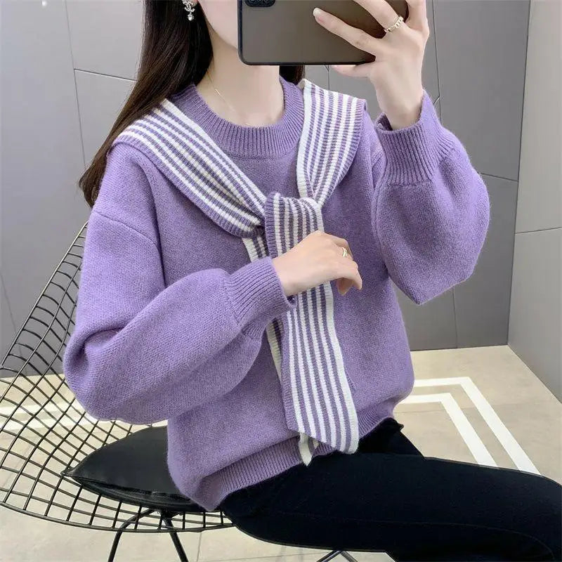Red Loose Sweater Women's Autumn and Winter New Korean Version Soft and Thick Knitted Sweater Top