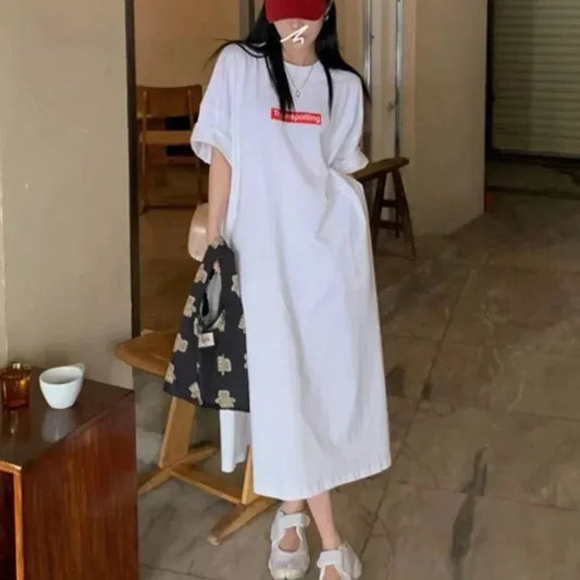 Blouses Chic Dress Vintage Casual Women's Pluse Size T-Shirts Dress New In Korean Lady's Streetwear Oversize Female T-Shirts