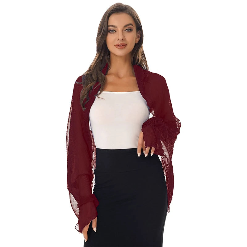 2024 Shawls Summer Beach Sexy Women Fashion Solid Chiffon Smock Bikini Cover Up Loose Blouse Sunscreen Comfortable Poncho Hot