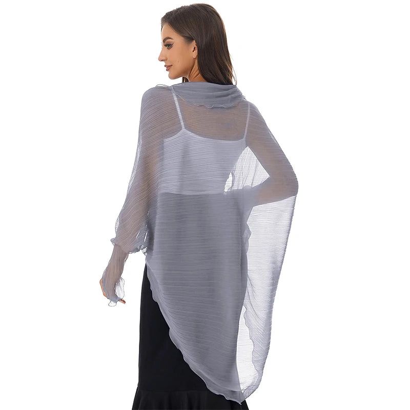 2024 Shawls Summer Beach Sexy Women Fashion Solid Chiffon Smock Bikini Cover Up Loose Blouse Sunscreen Comfortable Poncho Hot